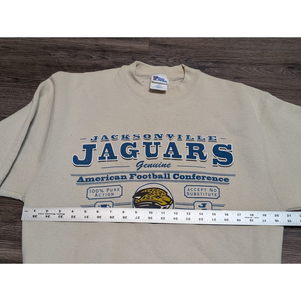 VTG Jacksonville Jaguars NFL Pro Player Sweatshirt Medium Beige 1997 READ - Picture 8 of 8